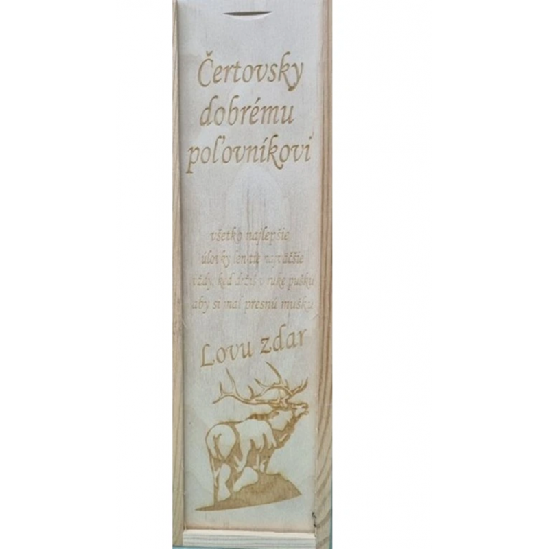 Drevená  kazeta na víno s poľovníckym motívom